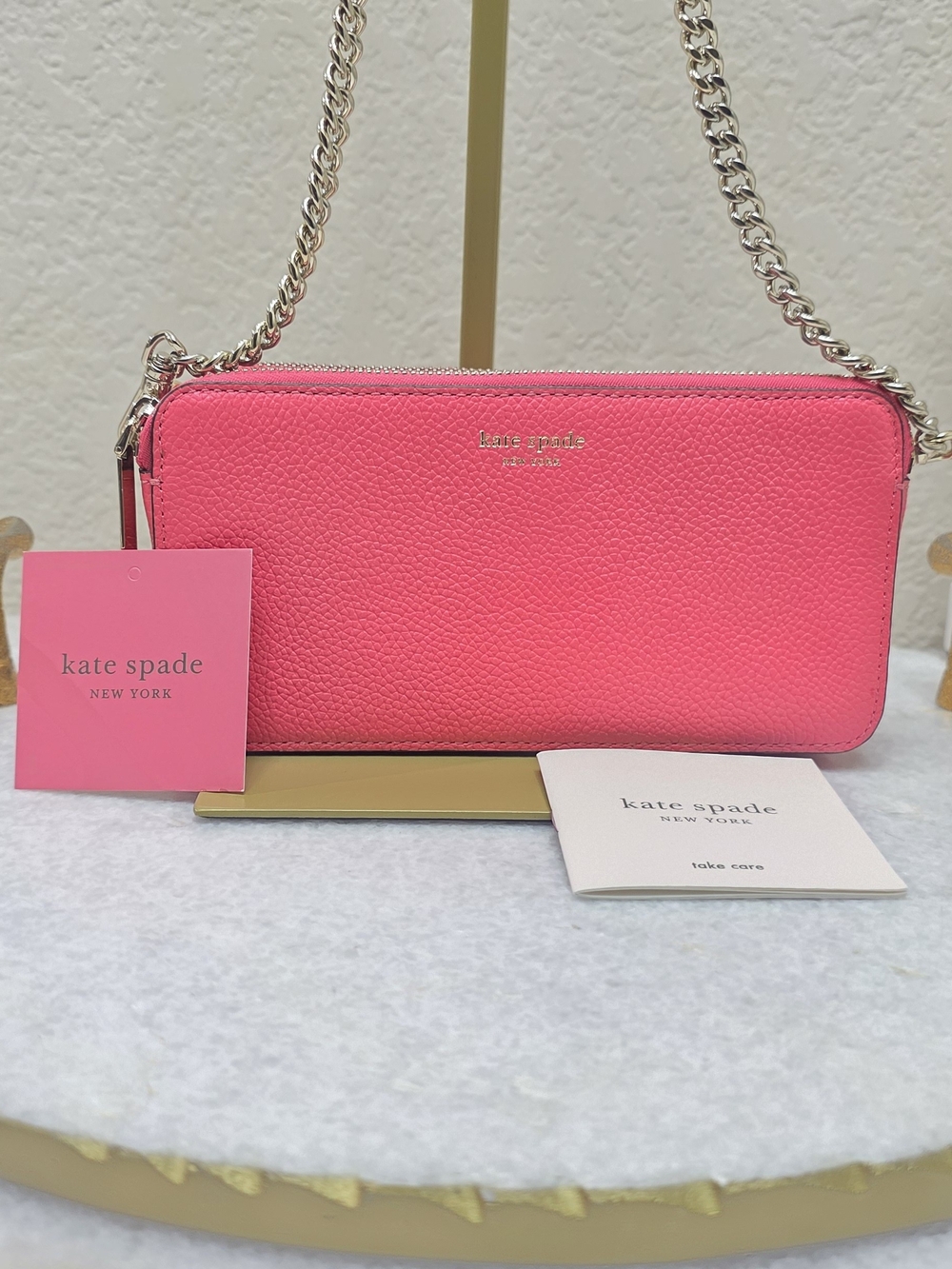 Kate Spade Margaux Double Zip Mini Crossbody Peach Melba Pink Leather